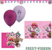 LOL Surprise verjaardag pakket uitnodigingen, ballonnen, Happy Birthday slinger en tafelkleed