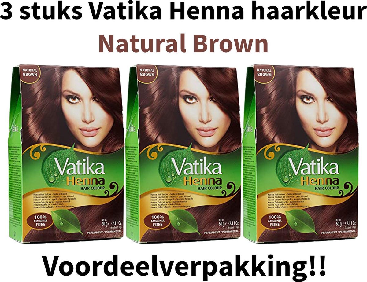 Dabur Vatika Henna Hair Colour - Haarverf - Haarkleur - Natural Brown - 3  stuks | bol.com