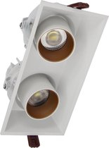 Downlight Spot LED COB Verstelbaar Dimbaar Rechthoek Wit / Goud 2x9W - Wit licht