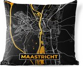 Buitenkussen - Plattegrond - Maastricht - Goud - Zwart - 45x45 cm - Weerbestendig - Stadskaart