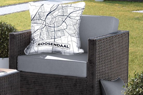 Sierkussen extérieur - Plan de la ville - Roosendaal - Grijs - Wit - 60x60 cm - Résistant aux intempéries