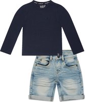 Koko Noko BIO Basics Set(2delig) Jeans Short NILS en Shirt LS Navy - Maat 98/104