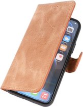MP Case - Étui en cuir véritable pour iPhone 12 (Pro) Étui portefeuille bibliothèque - Brun antique