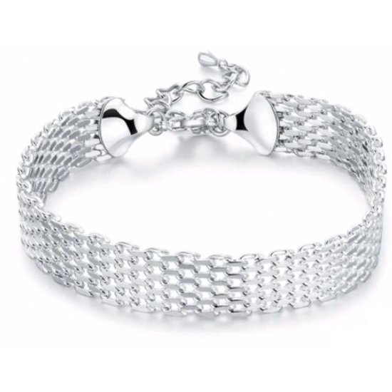Argent sterling 925 - Bracelet porte-bonheur - Bracelet manchette tressé -  Femme -... | bol