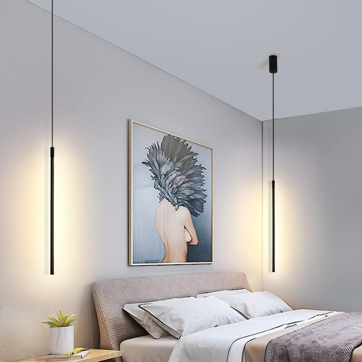 Loft Home® Nordic Hanglamp | 2 stuks | Hanglampen | Slaapkamer / Woonkamer / Eetkamer | Binnenverlichting | Industrieel | Modern | Hanglamp Zwart