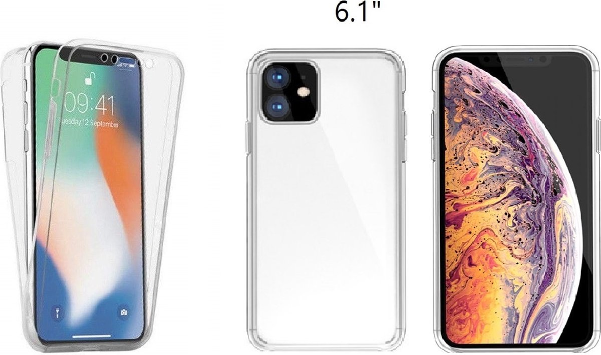 Ntech hoesje 360° Hoesje 2 in 1 Case Geschikt voor iPhone 11 Transparant