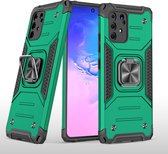 Samsung S10 Lite 2020 Hoesje - Heavy Duty Armor hoesje Groen - Galaxy S10 Lite / A91 silicone TPU hybride hoesje Kickstand ringhouder met Magnetisch Auto Mount