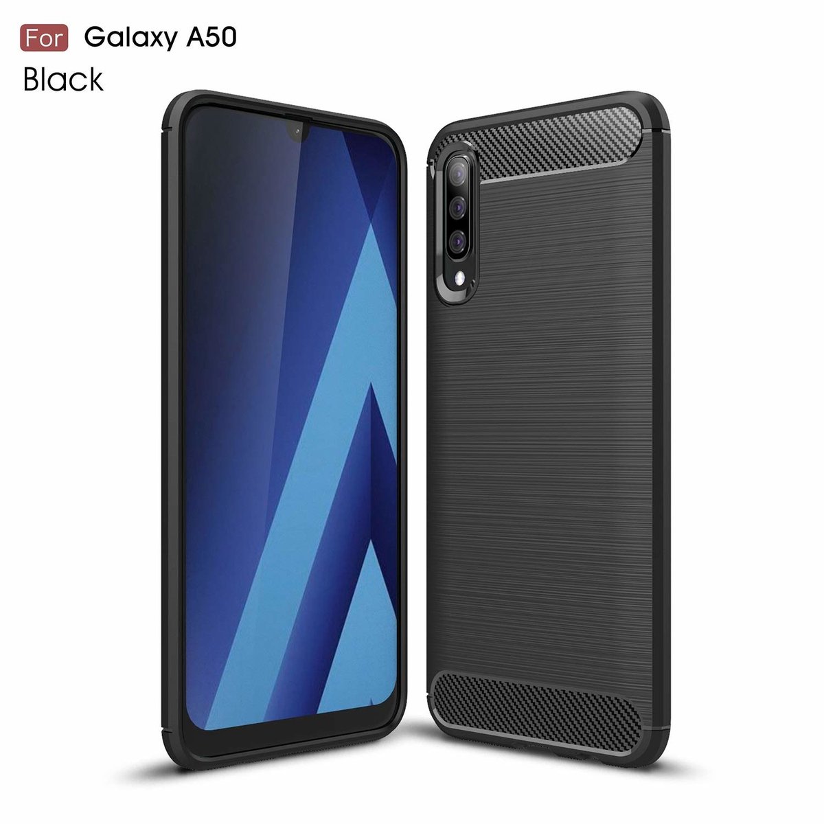Ntech Soft Brushed TPU Hoesje Geschikt Voor Samsung Galaxy A50 - Matt Zwart