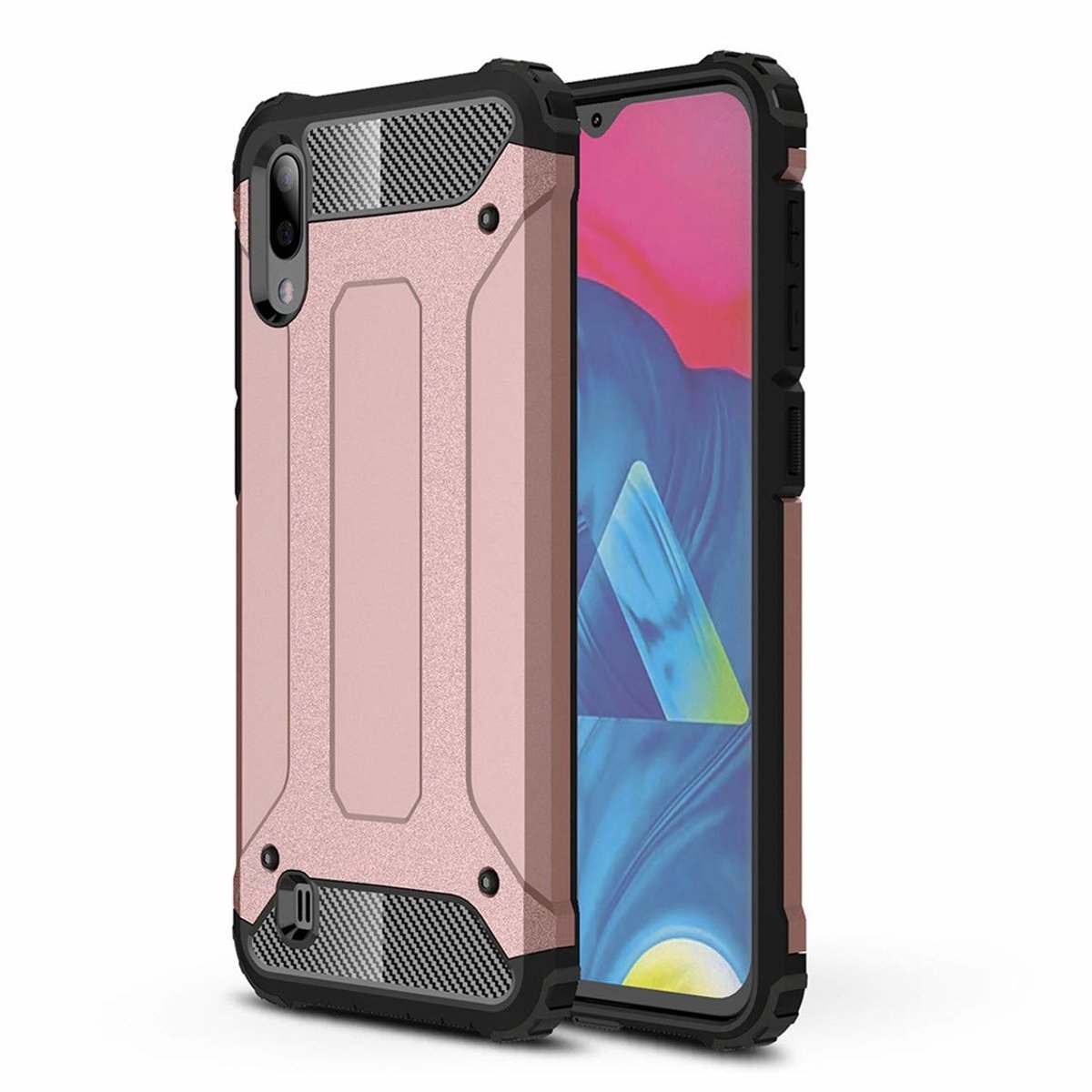 Ntech Hoesje Geschikt Voor Samsung Galaxy M10 Hybrid Armor Hoesje - Rose Goud
