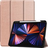 Hoes Geschikt voor iPad Pro 2021 (11 inch) Hoes Luxe Hoesje Case Met Uitsparing Geschikt voor Apple Pencil - Hoesje Geschikt voor iPad Pro 11 inch (2021) Hoes Cover - Rosé goud