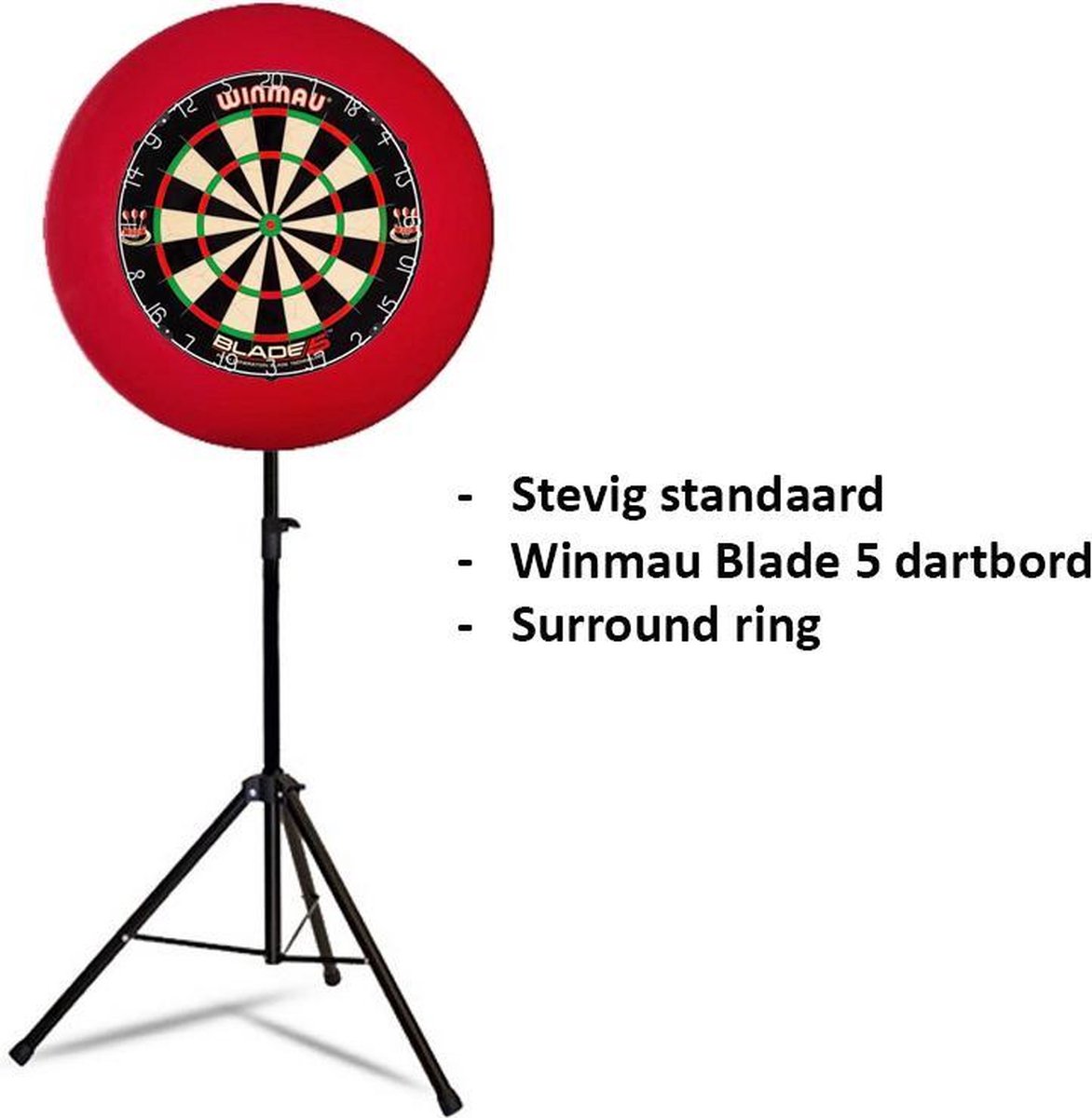 Dragon darts - Portable dartbord standaard pakket - inclusief Winmau Blade 5 - dartbord - surround ring - rood