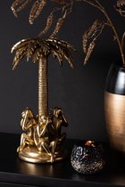 Deco beeld Palmboom Met Apen Poly Goud 36cm