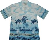 Hawaii Shirt - Blouse - Hemd "Palmbomen Blauw" - 100% Katoen - Aloha Shirt - Heren - Made in Hawaii Maat M