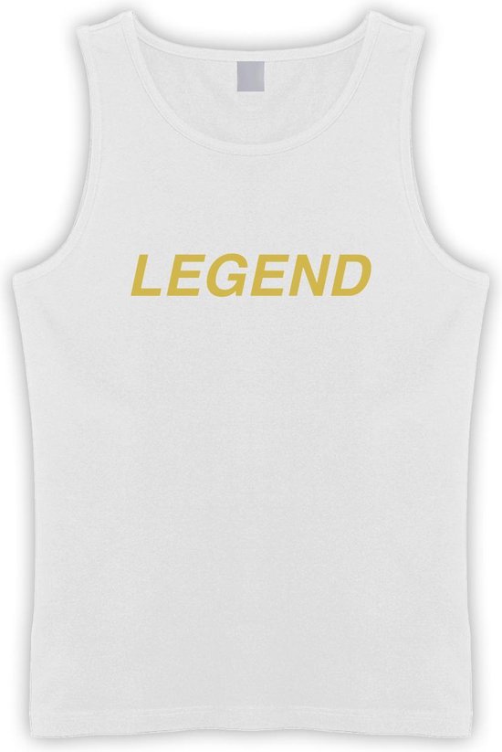 Witte Tanktop sportshirt met Gouden “ Legend “ Print Size XXL