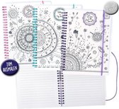 3 stuks spiraal notitie boeken harcover met zilverkleur motief 21x16 cm