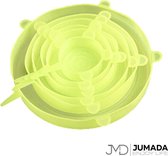 Jumada's Siliconen Stretch Deksels - Vershouddeksels - Voor Ronde en Vierkante Bakjes - Set van 6 - Geel
