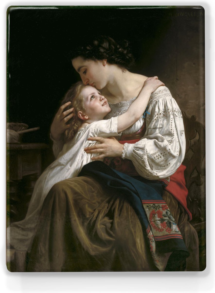 Het opstaan - William Adolphe Bouguereau - 19,5 x 26 cm - Niet van echt te onderscheiden schilderijtje op hout - Mooier dan een print op canvas - Laqueprint.