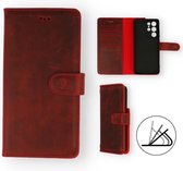 HB Hoesje Geschikt voor Samsung Galaxy S21 Ultra Rood - Lederen Portemonnee Book Case