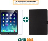 ipad air etui hoes | iPad Air folio case| iPad Air stand case zwart | hoes ipad air apple | iPad Air beschermhoes + iPad Air Glazen Screenprotector