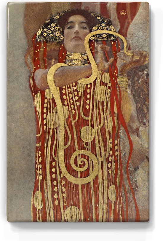 Hygieia - Gustav Klimt - 19,5 x 30 cm - Niet van echt te onderscheiden schilderijtje op hout - Mooier dan een print op canvas - Laqueprint.