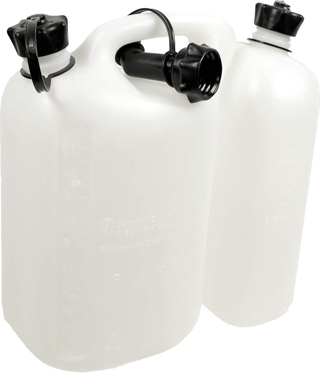 Jerrycan met twee vakken voor benzine en vetketting van kettingzagen –  eenheidsmaat | bol.com