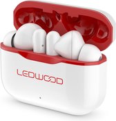 LEDWOOD LD-T06-WHI-RED - CAPELLA T06 TWS earphones met oplaadcase en superbass, wit/rood