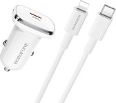 HOCO BZ12B Lasting Power - Auto-Oplader - PD3.0 Autolader 18W + Lightning Kabel - Voor iPhone Smartphones - Wit