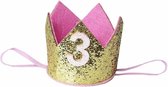 Haarkroon|haarband|kroon|verjaardag|3 jaar|meisje|goud|feestkroon