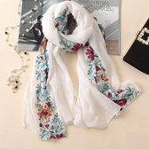 Emilie scarves - sjaal - wit - bloemen - ibiza