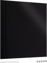Navaris glassboard - Magnetisch bord voor aan de wand - Memobord van glas - 48 x 48 cm - Magneetbord inclusief magneten en marker - Zwart