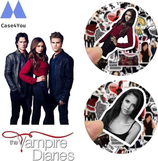 YouU The Vampire Diaries Sieradenstickerset - Elena Saffierglas Amulet Replica Met Daglicht & 20 Stickers | 21 Stuks Voor Fans