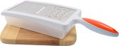 Rasp Met Lekbak | Rasp met opvangbakje | Handig | RVS | Kaasrasp |Rood/wit 12x6x33