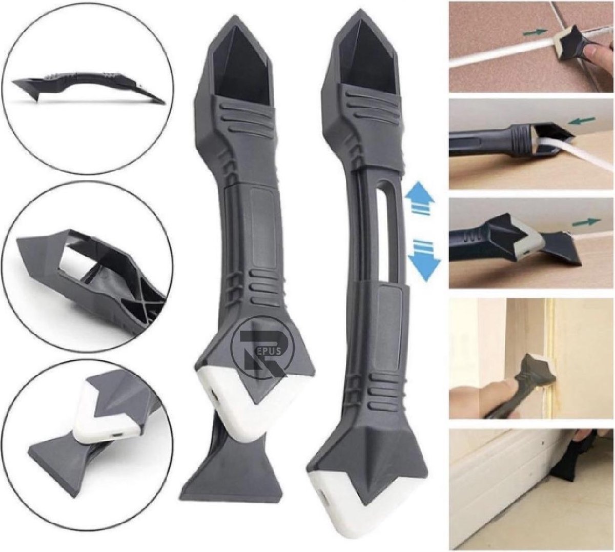 REPUS 2.0 3-in-1 Kit Schraper | Kitspatel | Siliconen kit verwijderaar | De ultieme tool voor kit verwijderen en zetten van strakke randen | Musthave | Cadeau |Mannen|Laslijm |lijmresidue schraper | Naad reparatie tool|