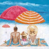 100 x 100 cm - Peinture sur toile - Famille sur la plage - Impression sur toile