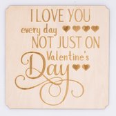 Spreukbord - Hout - Tekst - Valentijn - Liefde -  I Love You - Muur - Tekst - 29cm x 29cm