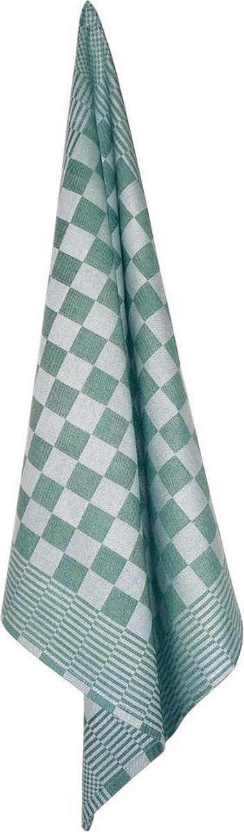 Treb Horecalinnen Theedoeken 6 Stuks Groen en Wit Geblokt 65x65cm - Treb WS