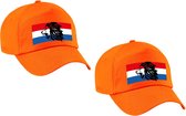 2x stuks Holland fan pet / cap oranje - Nederlandse vlag met leeuw - volwassenen - EK / WK / Koningsdag - Nederland supporter petje