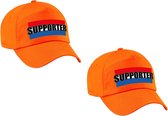 2x stuks oranje supporter pet / cap met Nederlandse vlag - kinderen - EK / WK - Holland fan petje / kleding