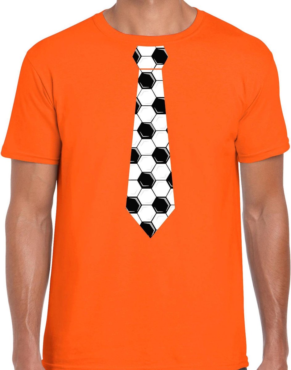 Oranje fan t-shirt voor heren - voetbal stropdas - Holland / Nederland supporter - EK/ WK shirt / outfit L