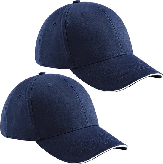 4x stuks 6-panel baseballcap navy blauw/wit voor volwassenen