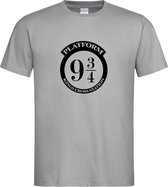 Grijs T Shirt met Harry Potter  " Platform 9 3/4 " print Zwart size M
