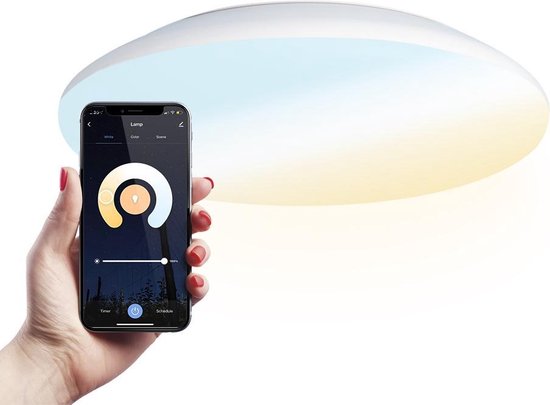 Plafonnier LED Smart /Plafonniere WiFi + Bluetooth 18W Couleur de lumière réglable - 1900lm - IK10 - Ø30cm - Wit - IP65
