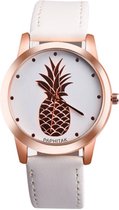 Hidzo Horloge Ananas ø 37 mm - Wit - Kunstleer