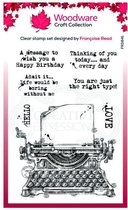 Woodware Clear stamp - Typemachine met quotes - A6 - Stempelset - Polymeer