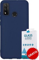 Siliconen Backcover Hoesje Huawei P Smart 2020 Blauw - Gratis Screen Protector - Telefoonhoesje - Smartphonehoesje