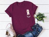 Alpaca T-shirt Voor Dames – Wijnrood – Maat L