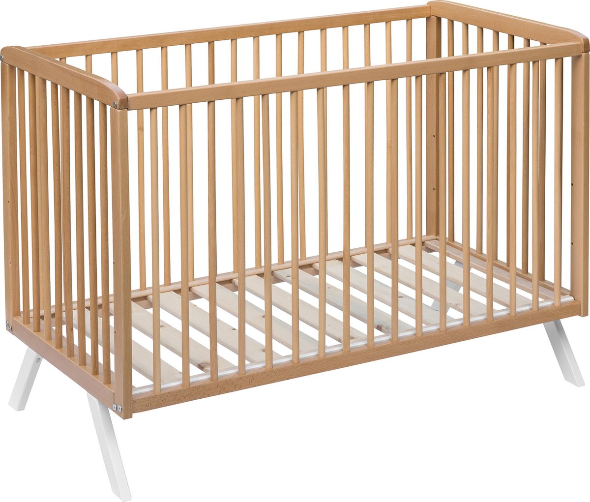 Bol.com Born Lucky ® Baby Bed / Ledikant Teresa 60x120 cm Met Verstelbare Bodem & Massief Hout - Naturel aanbieding