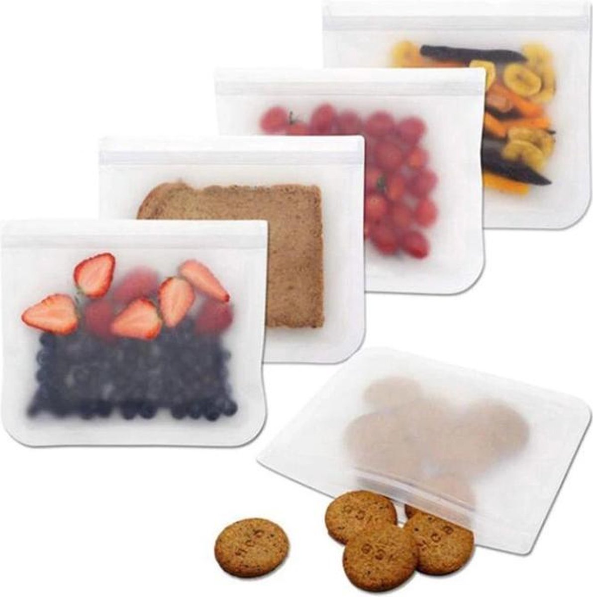 15 stuks Ziplock zakken, voedsel opslag vriezer zakken, hersluitbare schuifregelaar Zip Stand en vulling uitbreidbare bodem vriezer en magnetron veilig
