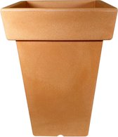 VECA - Vaso Moderno Quadrato - Bloempot - 28x28x40cm - Terracotta Di Siena