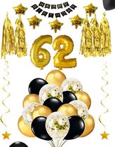62 jaar verjaardag feest pakket Versiering Ballonnen voor feest 62 jaar. Ballonnen slingers sterren opblaasbare cijfers 62